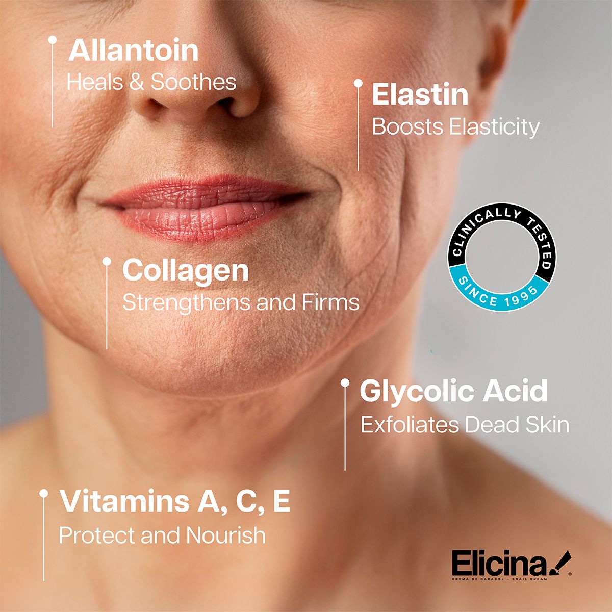 Collagen-rich snail cream for revitalizing skin on a woman's face.